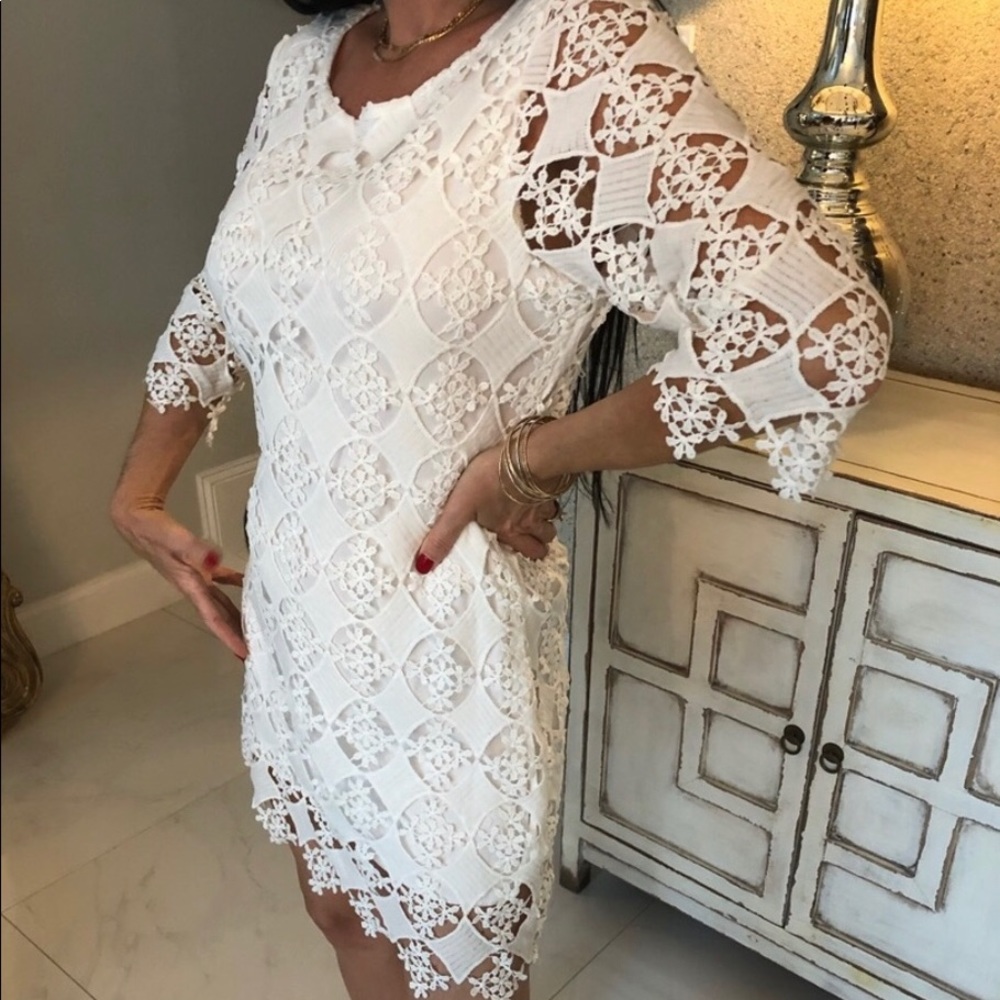 👗Chicwish white crochet midi dress 👗